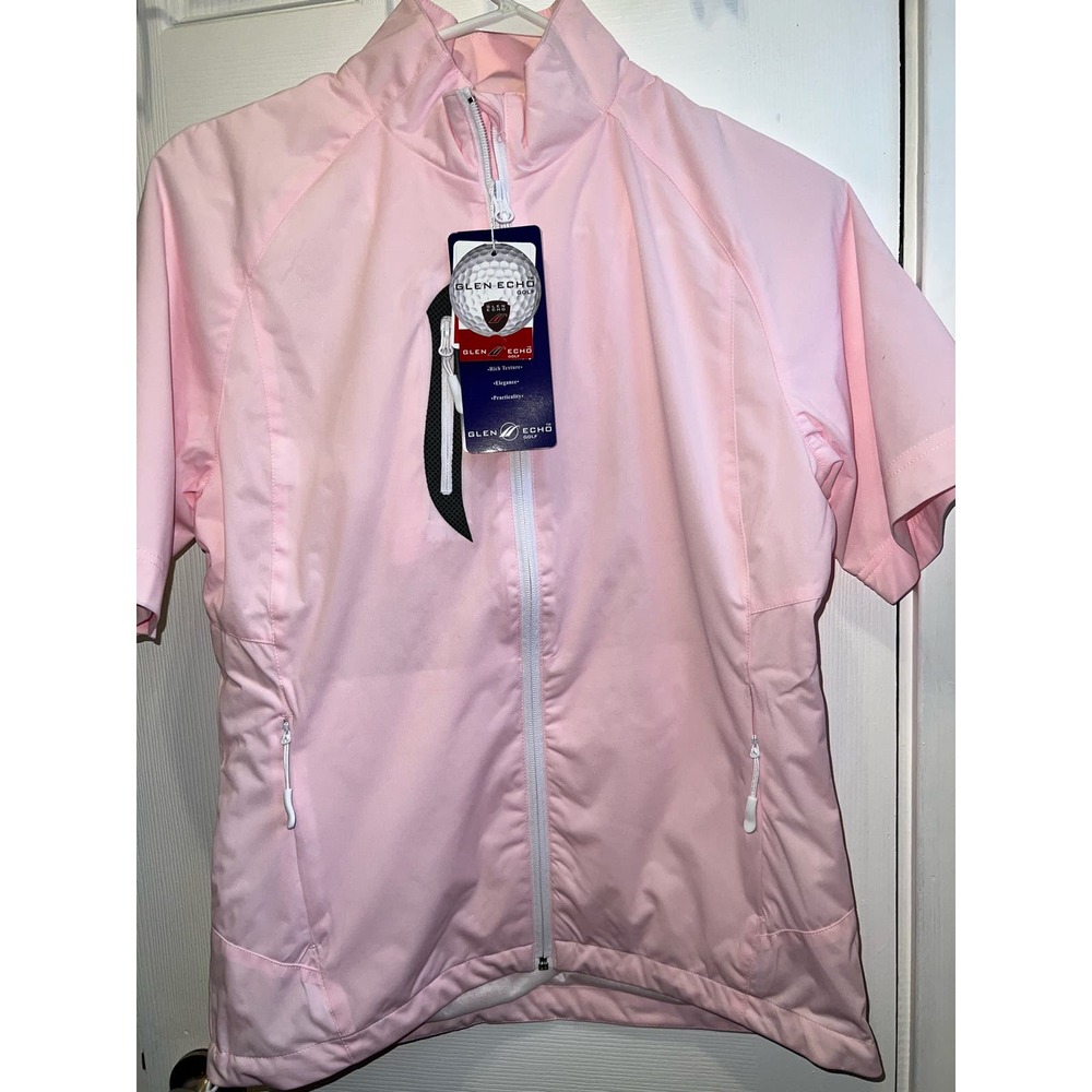 Glen Echo Golf Women active wear zip up Jacket short sleeve small. NWT. pink